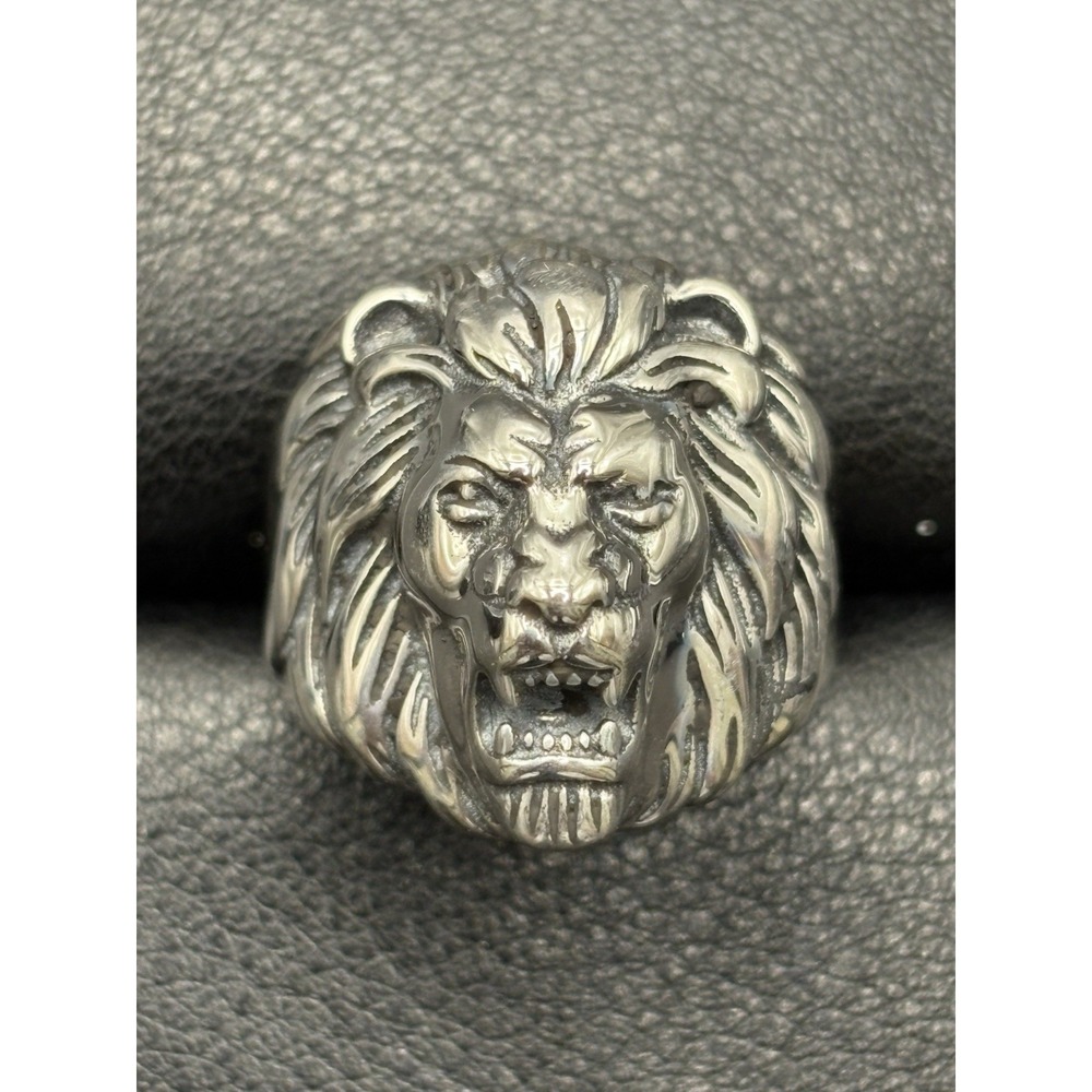 New Condition Sterling Silver Lion Head Ring 7.7 Grams Size 8 H13